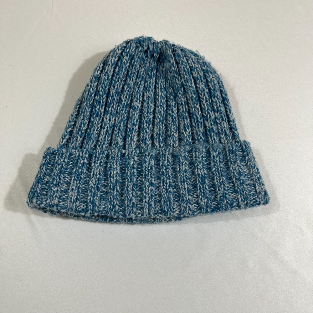 Old Navy Blue Marl Knit Beanie Hat L/XL Ribbed Cuffed Winter Gorpcore Aesthetic